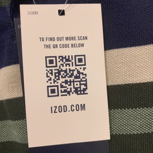 Izod Mens Small Deep Forest Striped Advantage Performance Polo Shirt - Picture 5 of 5